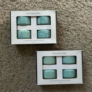 Williams Sonoma Alibaster napkin rings set of two boxes
